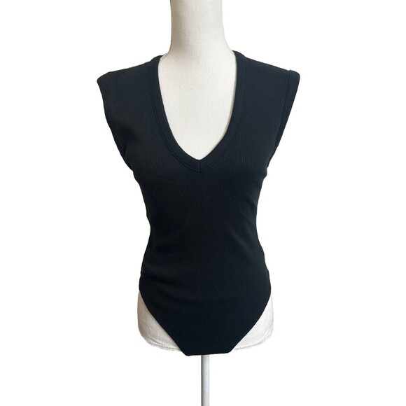 NWT Universal Thread Women's S Bodysuit Black Rib Sleeveless NEW Cotton Stretch - Picture 1 of 6